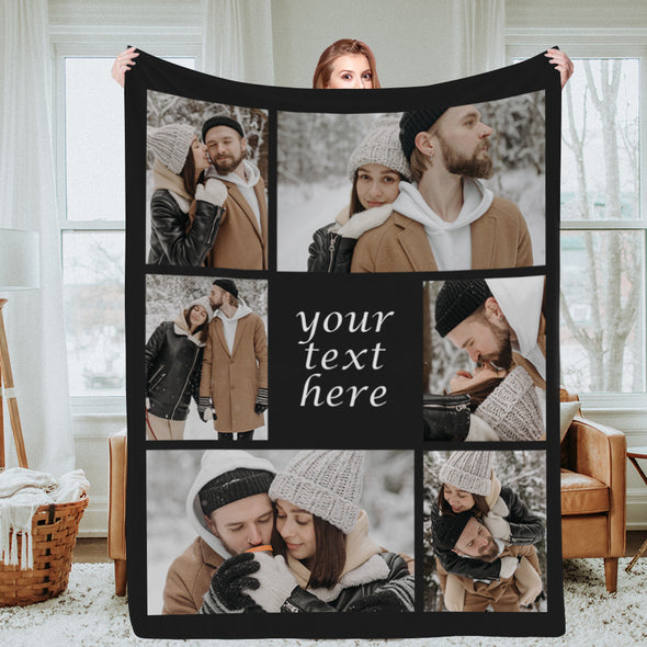 Custom Photo Blanket With Text Custom Blanket with Pictures Christmas Gift