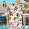 Mens Short Sleeve Hawaiian Shirt with Face Summer Aloha Beach Fruit Flower Shirt Custom Mens Shirt