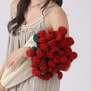 Mother's Day Gift Rose Flower Blanket Hand-Knitted Rose Blanket DIY Kit & Ready-Made Gift