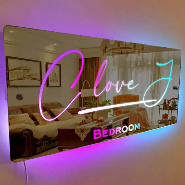 Personalised Name Mirror with Lights Led Color Changing Light Up Mirror