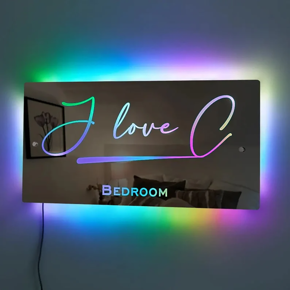 Personalised Name Mirror with Lights Led Color Changing Light Up Mirror