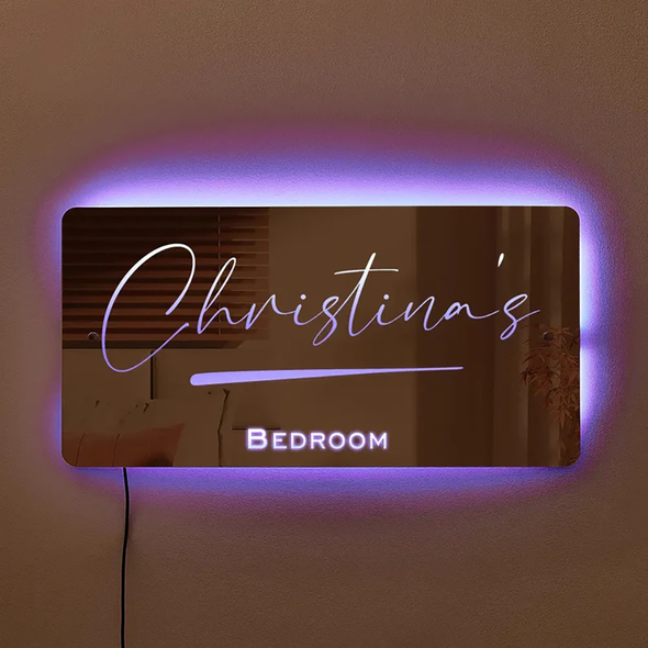 Personalised Name Mirror with Lights Led Color Changing Light Up Mirror