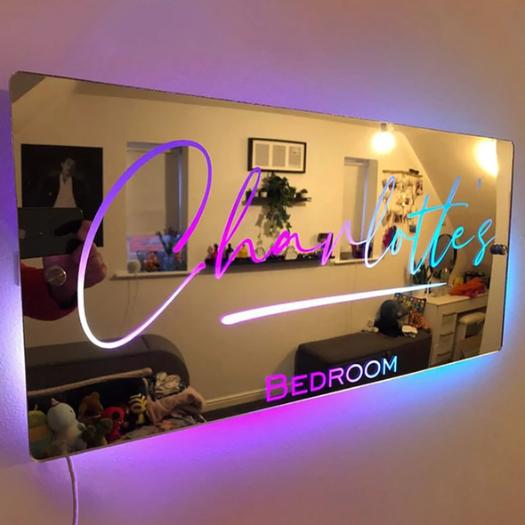 Personalised Name Mirror with Lights Led Color Changing Light Up Mirror