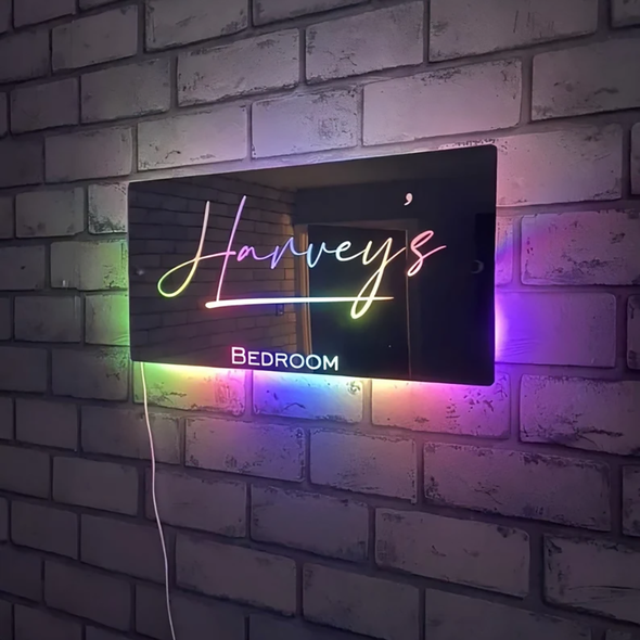 Personalised Name Mirror with Lights Led Color Changing Light Up Mirror