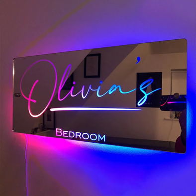 Personalised Name Mirror with Lights Led Color Changing Light Up Mirror