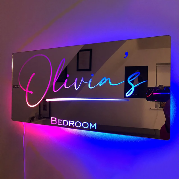 Personalised Name Mirror with Lights Led Color Changing Light Up Mirror