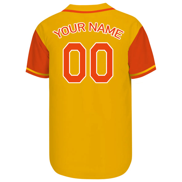 Customized Yellow Authentic Baseball Jerseys with Name Team Name Logo for Adult and Kids