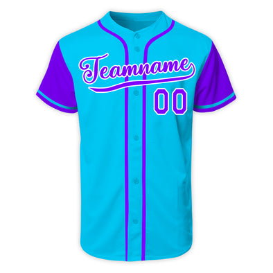 Customized Blue Purple Authentic Baseball Jerseys with Name Team Name Logo for Adult and Kids