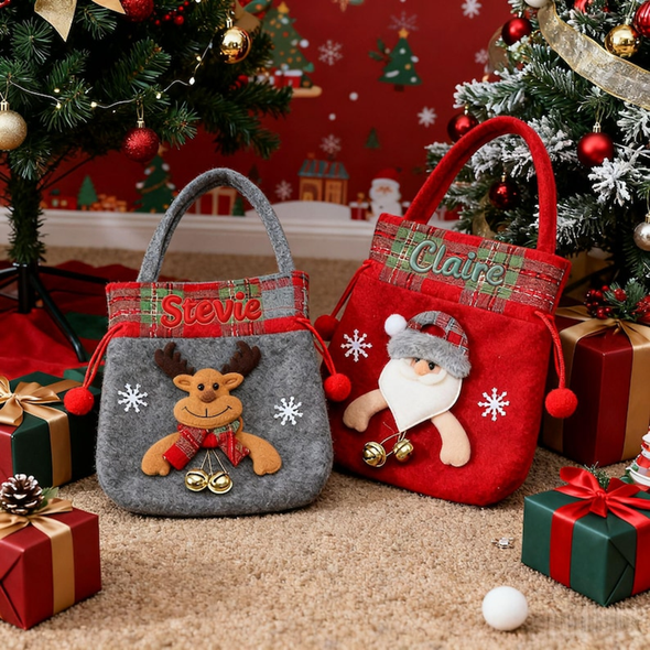 Personalized Christmas Candy Bags with Name Custom Name Christmas Party Bags Christmas Eve Gift Bags