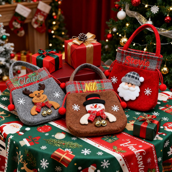 Personalized Christmas Candy Bags with Name Custom Name Christmas Party Bags Christmas Eve Gift Bags