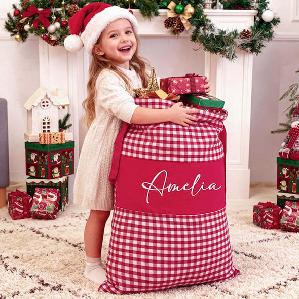 Personalized Embroidered Santa Sack Personalized Christmas Gift Bag with Name Custom Christmas Family Santa Bag