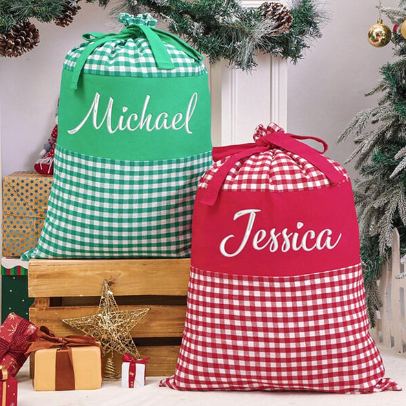 Personalized Embroidered Santa Sack Personalized Christmas Gift Bag with Name Custom Christmas Family Santa Bag