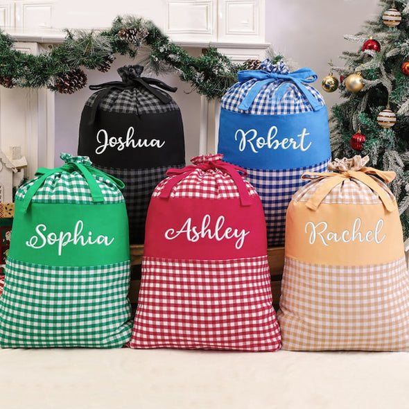 Personalized Embroidered Santa Sack Personalized Christmas Gift Bag with Name Custom Christmas Family Santa Bag