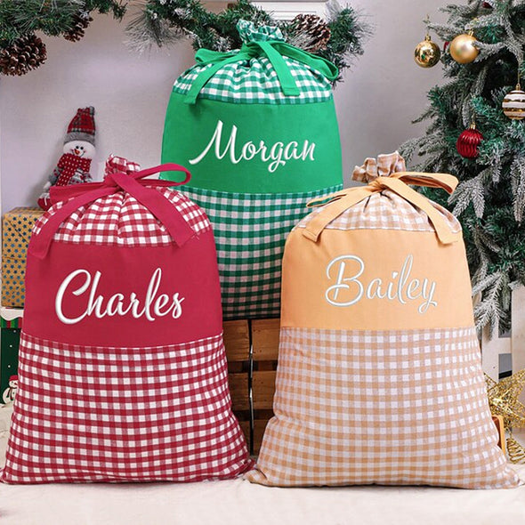 Personalized Embroidered Santa Sack Personalized Christmas Gift Bag with Name Custom Christmas Family Santa Bag