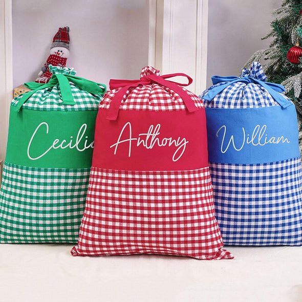 Personalized Embroidered Santa Sack Personalized Christmas Gift Bag with Name Custom Christmas Family Santa Bag