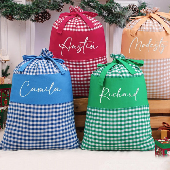 Personalized Embroidered Santa Sack Personalized Christmas Gift Bag with Name Custom Christmas Family Santa Bag