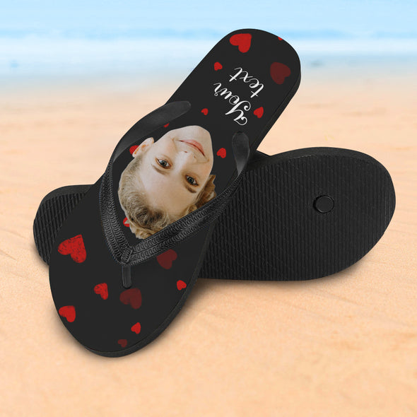 Personalized Face Flip Flops with Text For Man And Woman Summer Beach Slide Slipper