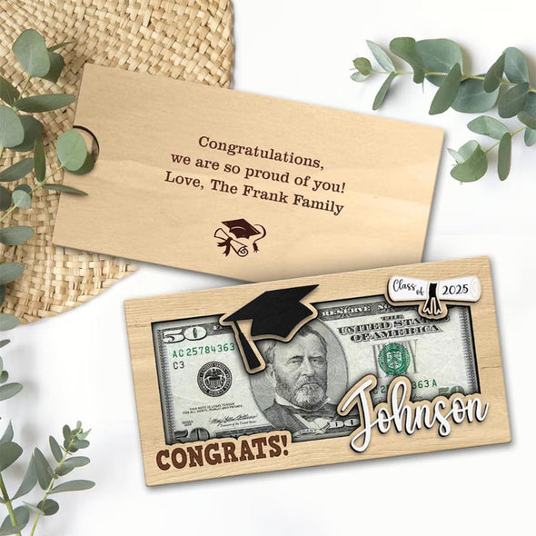 Personalized Graduation Gifts Money Holder Custom Wooden Graduation Card Box Cash Holder