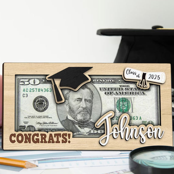 Personalized Graduation Gifts Money Holder Custom Wooden Graduation Card Box Cash Holder