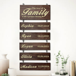 Custom Wooden Name Sign Personalized Grandkids Hanging Sign Custom Family Name Sign
