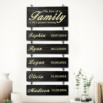 Custom Wooden Name Sign Personalized Grandkids Hanging Sign Custom Family Name Sign