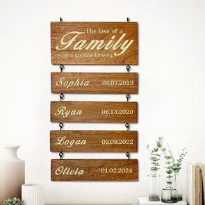 Personalized Wooden Name Sign Grandchildren Sign Family Name Date Sign Home Decor Family Keepsake