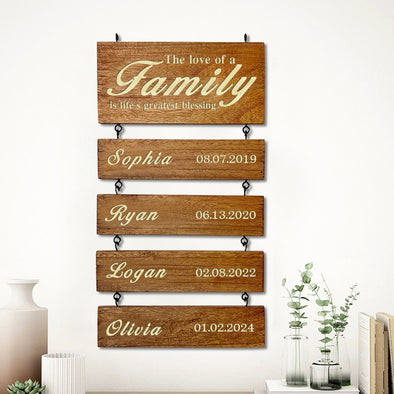 Personalized Wooden Name Sign Grandchildren Sign Family Name Date Sign Home Decor Family Keepsake