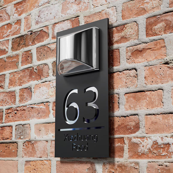 Personalized House Sign With Solar Light Laser Cutting House Plate Door Number Plaque Custom Solar Address Sign