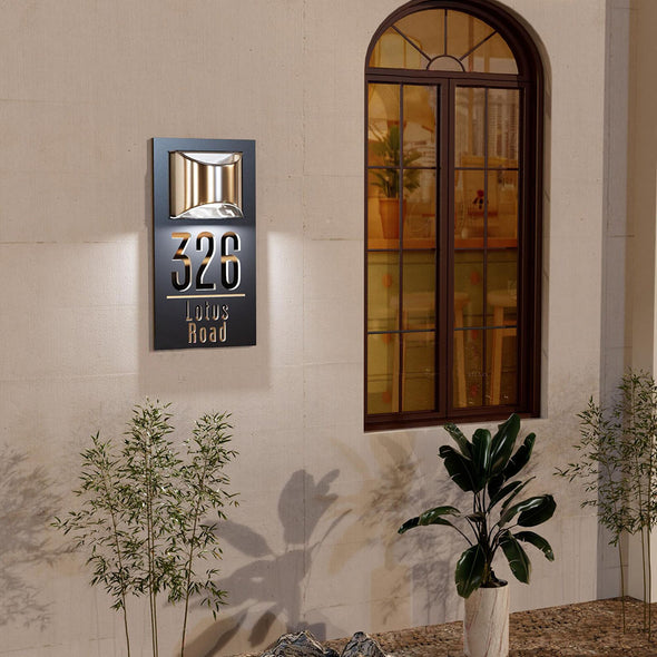 Personalized House Sign With Solar Light Laser Cutting House Plate Door Number Plaque Custom Solar Address Sign
