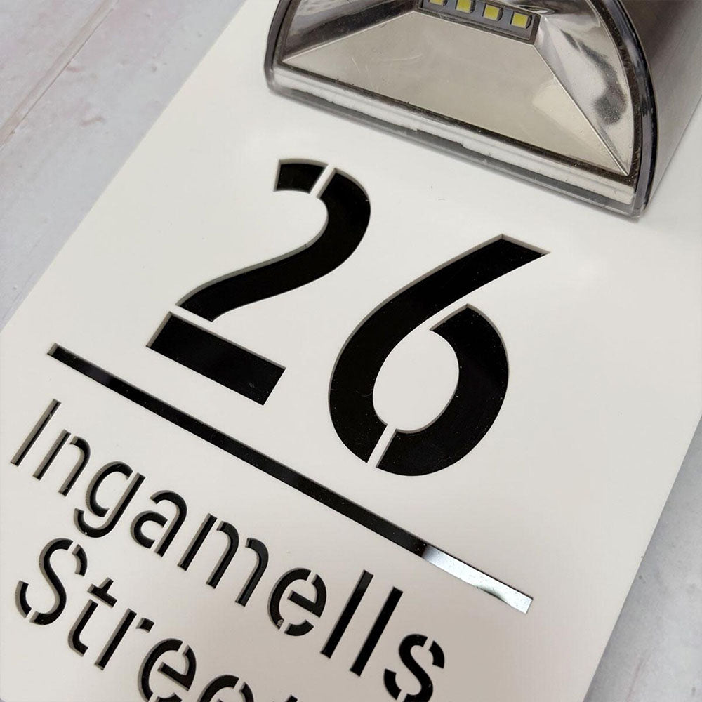 Personalized House Sign With Solar Light Laser Cutting House Plate Doo ...