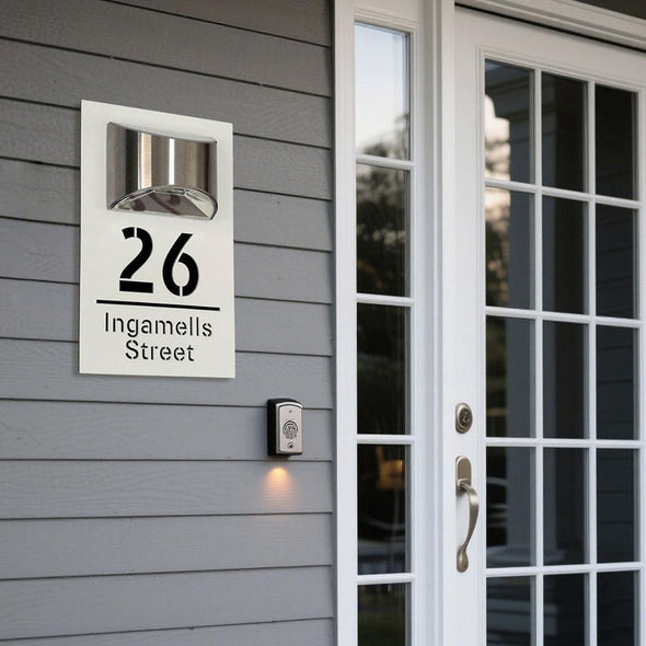 Personalized House Sign With Solar Light Laser Cutting House Plate Door Number Plaque Custom Solar Address Sign