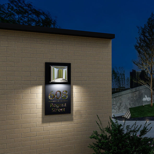 Personalized House Sign With Solar Light Laser Cutting House Plate Door Number Plaque Custom Solar Address Sign