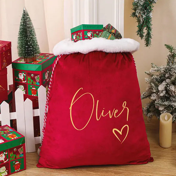 Custom Christmas Family Santa Bag with Name Personalized Large Santa Sack Stocking Sack with Name Christmas Gift Bag