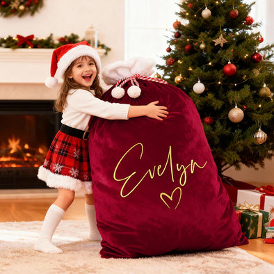 Custom Christmas Family Santa Bag with Name Personalized Large Santa Sack Stocking Sack with Name Christmas Gift Bag