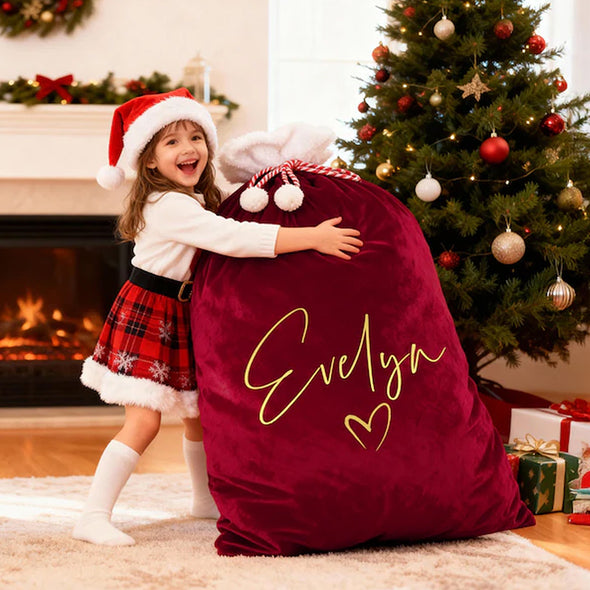 Custom Christmas Family Santa Bag with Name Personalized Large Santa Sack Stocking Sack with Name Christmas Gift Bag