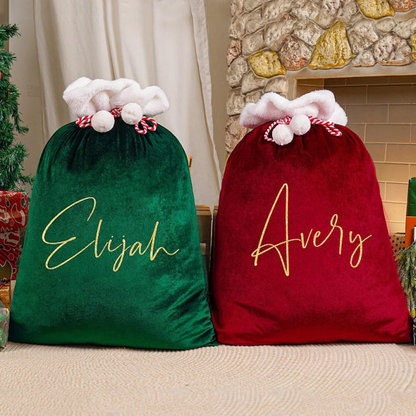 Custom Christmas Family Santa Bag with Name Personalized Large Santa Sack Stocking Sack with Name Christmas Gift Bag