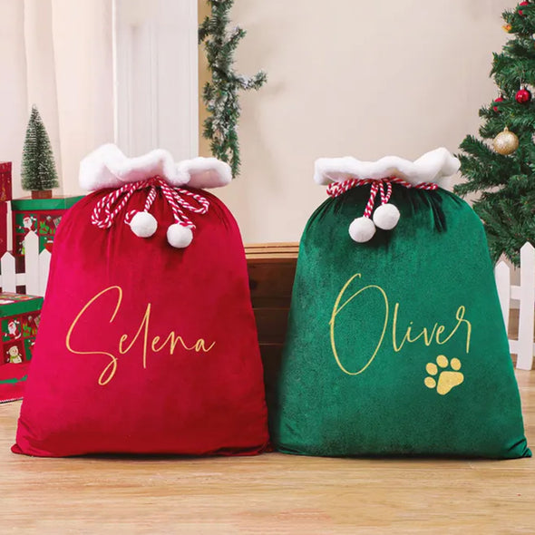 Custom Christmas Family Santa Bag with Name Personalized Large Santa Sack Stocking Sack with Name Christmas Gift Bag