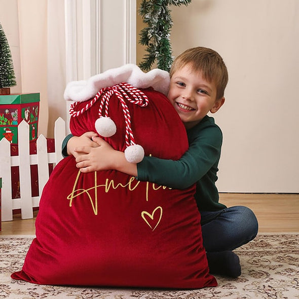 Custom Christmas Family Santa Bag with Name Personalized Large Santa Sack Stocking Sack with Name Christmas Gift Bag