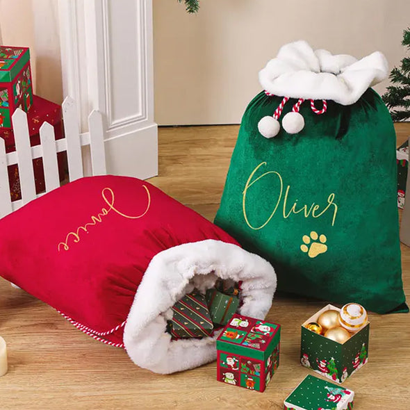 Custom Christmas Family Santa Bag with Name Personalized Large Santa Sack Stocking Sack with Name Christmas Gift Bag