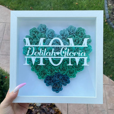 Personalized Mom Flower Shadow Box with Name Dried Flower Picture Frame Birthday Gift for Mom Grandma