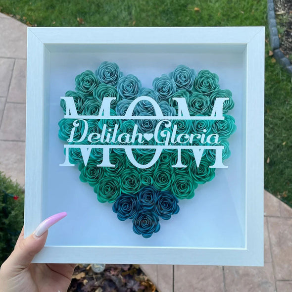 Mother's Day Flower Shadow Box with Name Dried Rose Flower Name Frame for Mother's Day