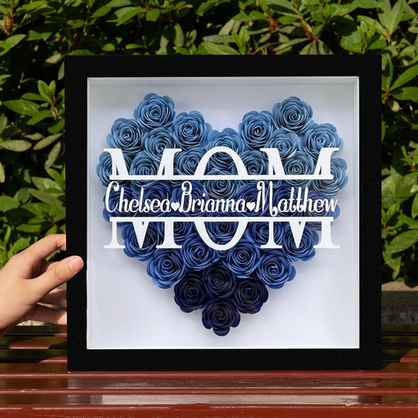 Mother's Day Dried Rose Flower Shadow Box with Name Gift for Mom Birthday Gift for Mom