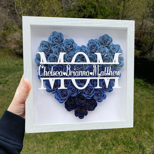 Gift for Mom Custom Flower Shadow Box with Name Mothers Day Custom Flower Shadow Box