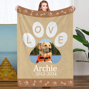 Personalized Pet Photo Blankets Custom Cat Dog Photo Blankets Pet Memorial Blanket Gift for Pet Lover