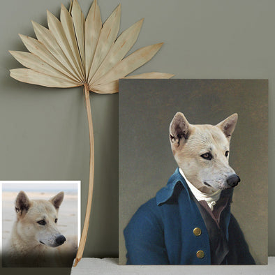 Custom Pet Portrait Funny Dog Portrait on Canvas Fathers Day Gift
