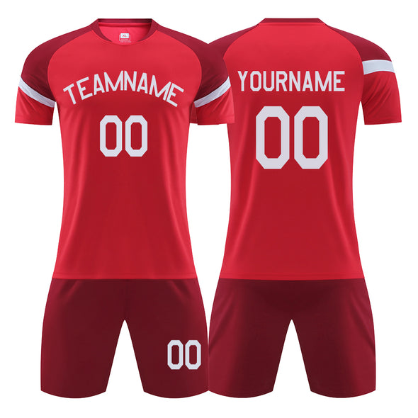 Personalized Soccer Uniform Set for Adult Kids Custom Soccer Shirt and Shorts with Name Number Logo