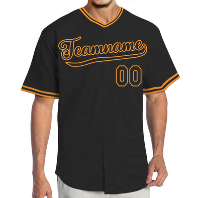 Personalized Your Own Black Orange Baseball Jerseys for Adult Kids