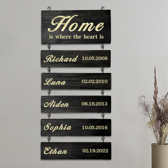 Custom Wooden Name Sign Personalized Grandkids Hanging Sign Custom Family Name Sign