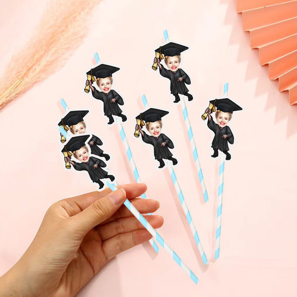 Personalized Graduation face straws Graduation Face Straw Custom Drink straws for Graduation Party