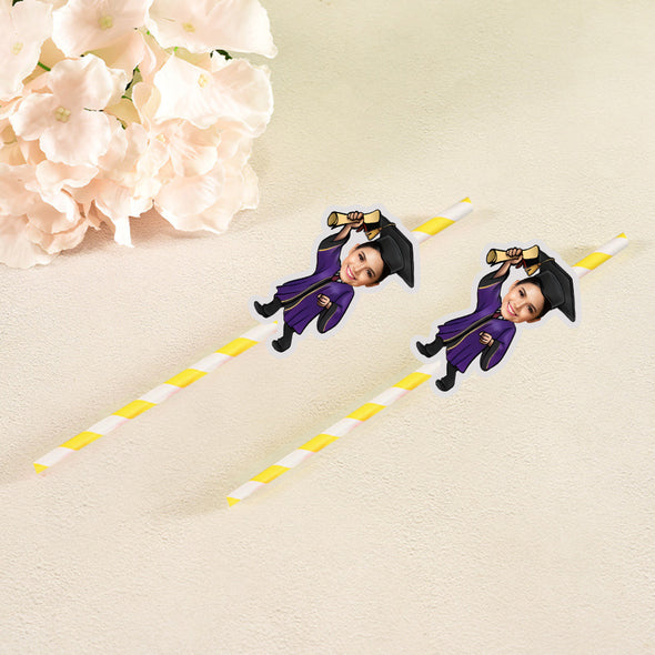 Personalized Graduation face straws Graduation Face Straw Custom Drink straws for Graduation Party